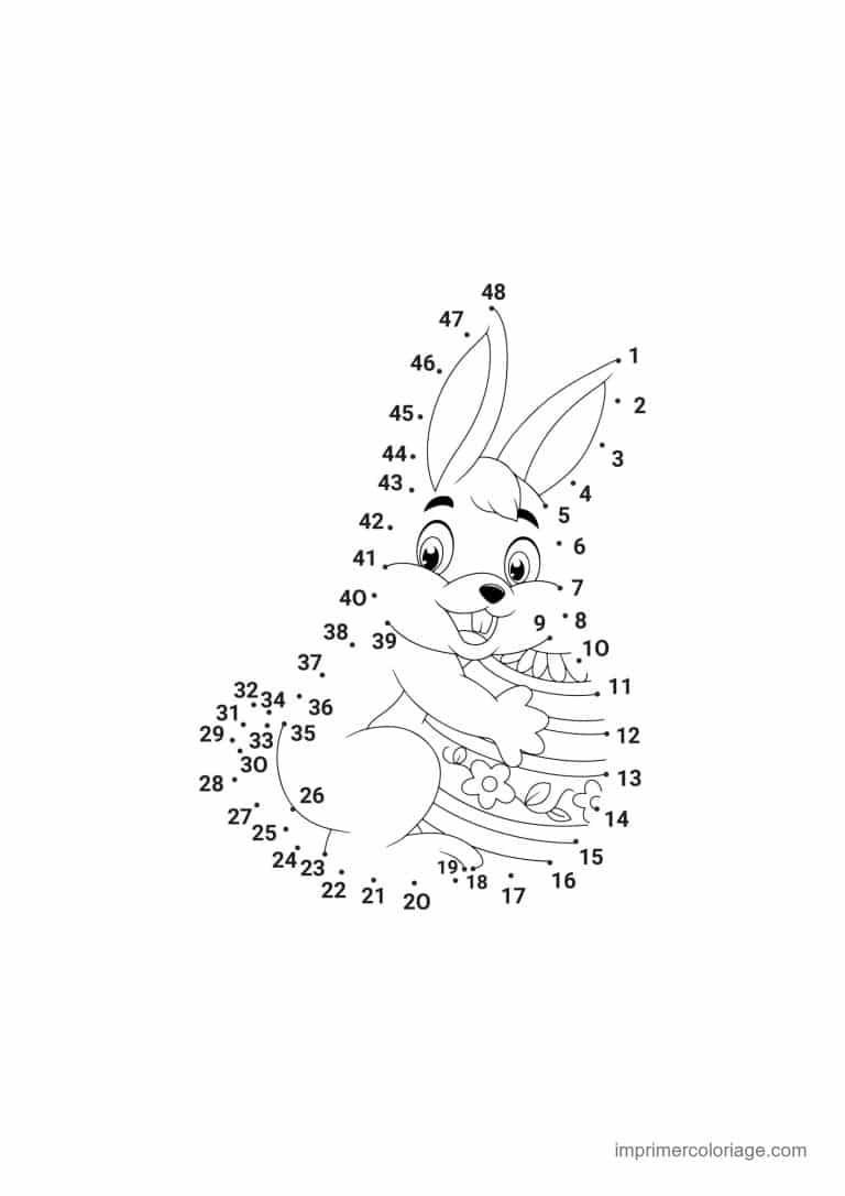 point a relier ce2 1 a 61 lapin avec un oeuf peint - dessin gratuit &agrave; imprimer