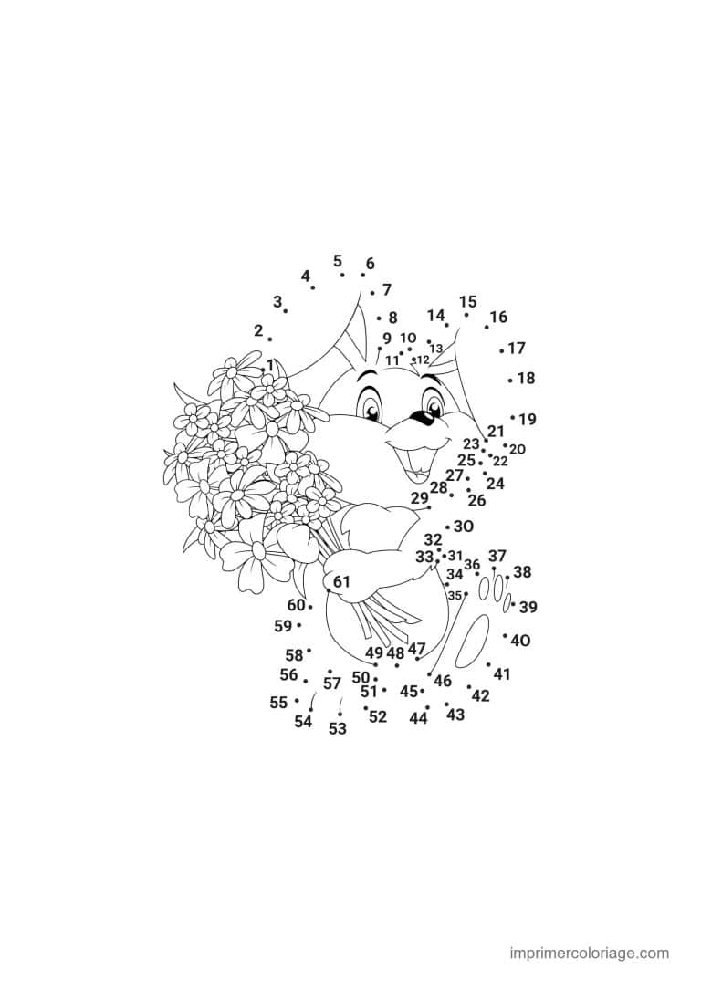 point a relier ce2 1 a 62 lapin avec un gros bouquet - dessin gratuit &agrave; imprimer