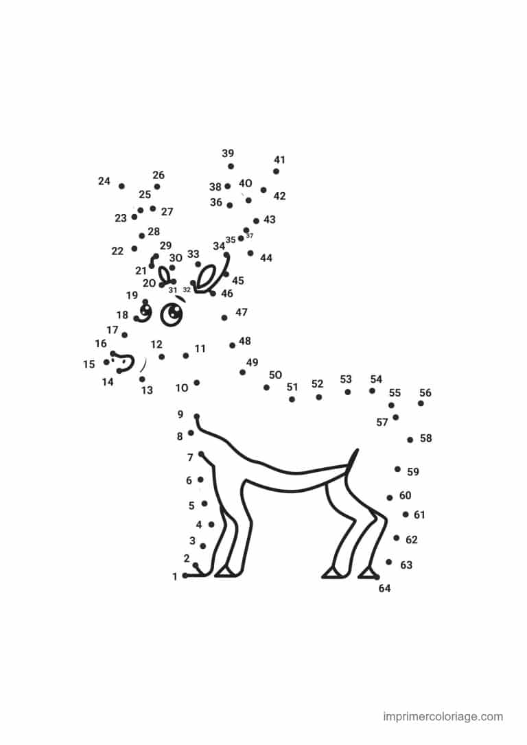 point a relier ce2 1 a 64 cerf - dessin gratuit &agrave; imprimer