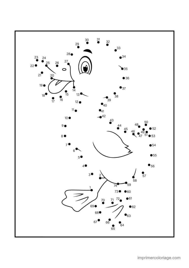 point a relier cm1 1 a 74 canard - dessin gratuit &agrave; imprimer