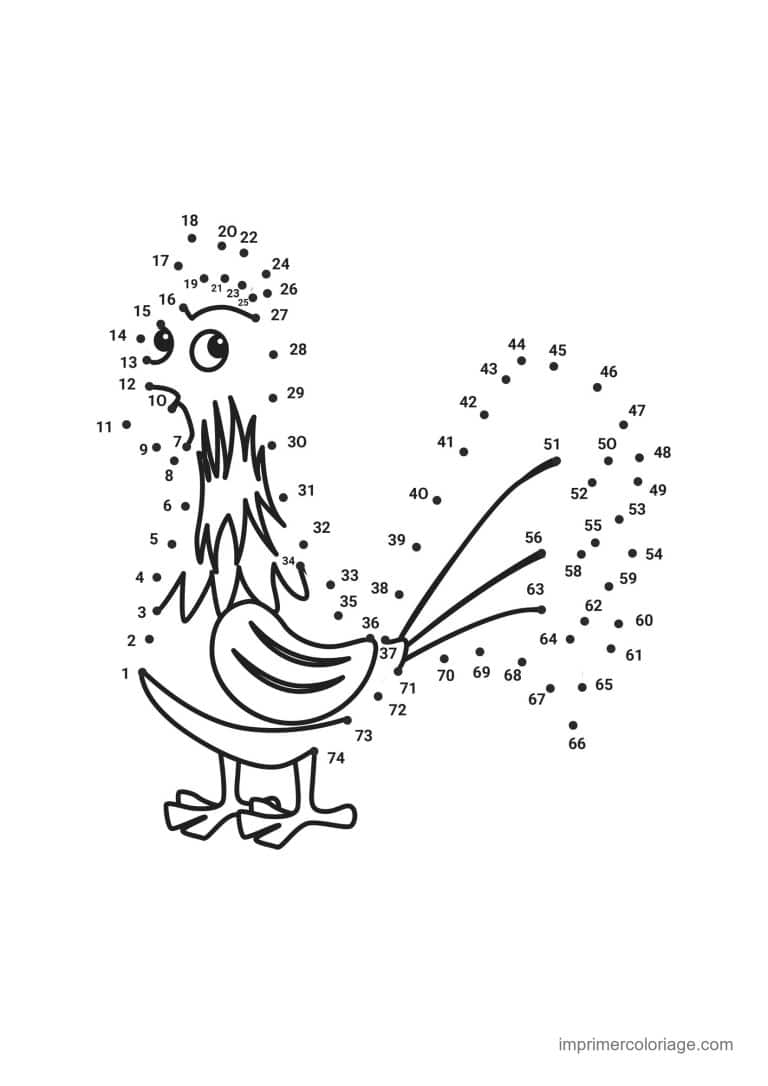 point a relier cm1 1 a 74 coq - dessin gratuit &agrave; imprimer