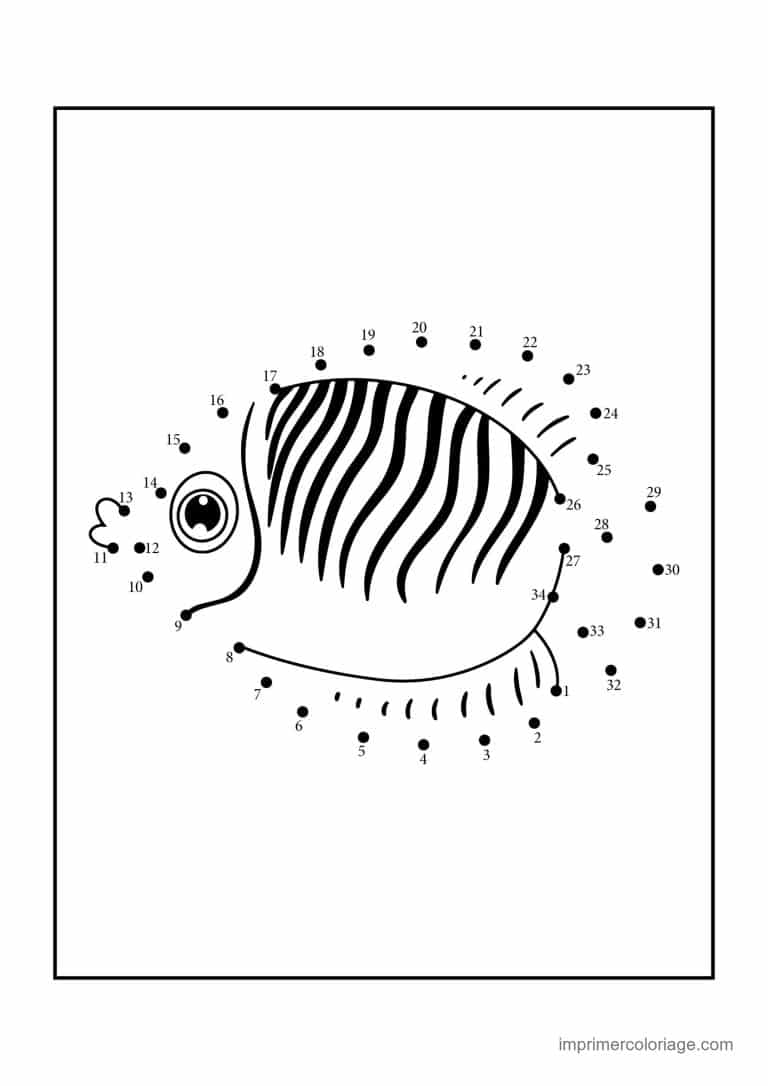 point a relier cm1 1 a 74 poisson raye - dessin gratuit &agrave; imprimer