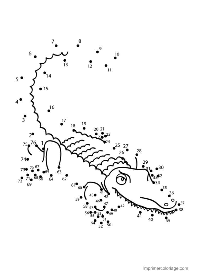 point a relier cm1 1 a 76 crocodile - dessin gratuit &agrave; imprimer