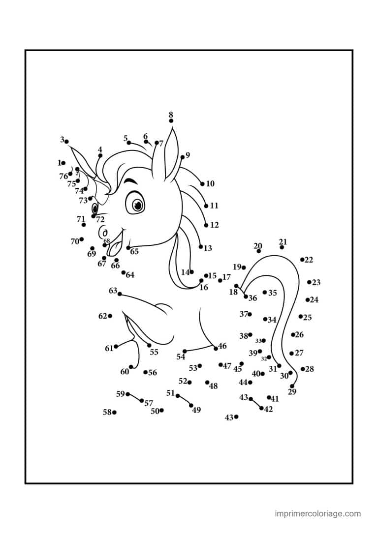 point a relier cm1 1 a 76 licorne a la queue bouclee - dessin gratuit &agrave; imprimer