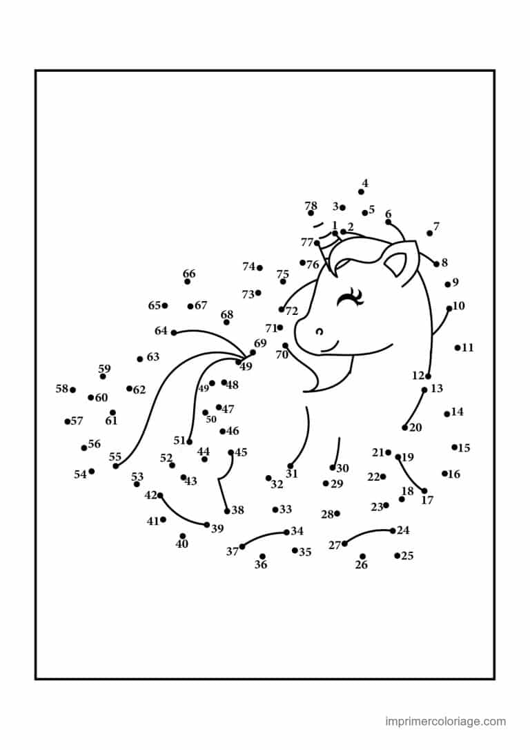 point a relier cm1 1 a 78 licorne au galop - dessin gratuit &agrave; imprimer