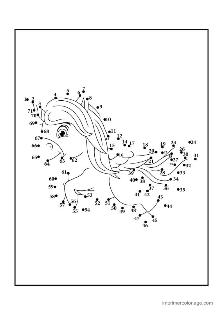 point a relier cm1 1 a 79 licorne a la criniere ondulee - dessin gratuit &agrave; imprimer
