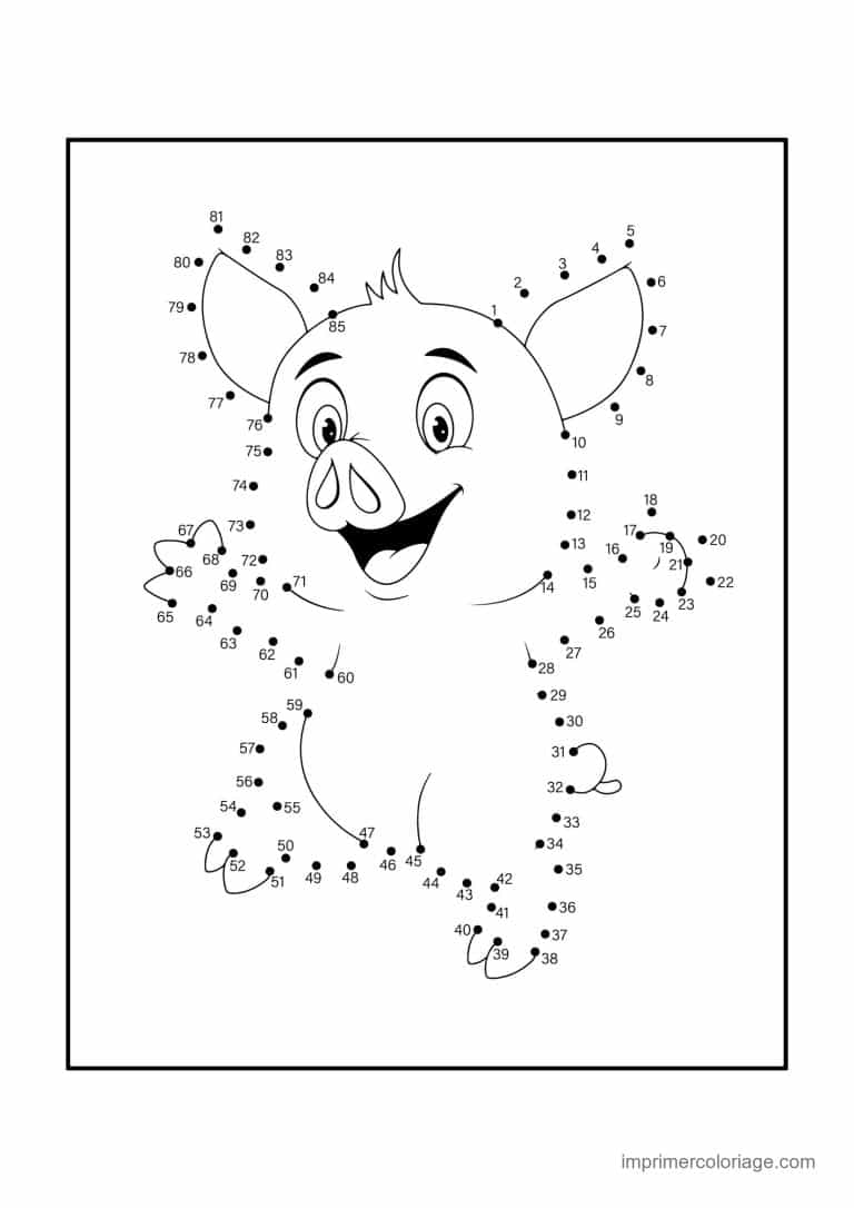 point a relier cm1 1 a 85 cochon debout - dessin gratuit &agrave; imprimer