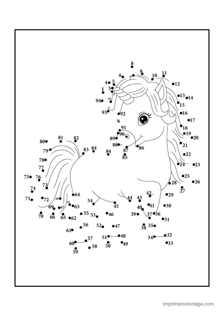 point a relier cm1 1 a 94 licorne a la criniere epaisse - dessin gratuit &agrave; imprimer