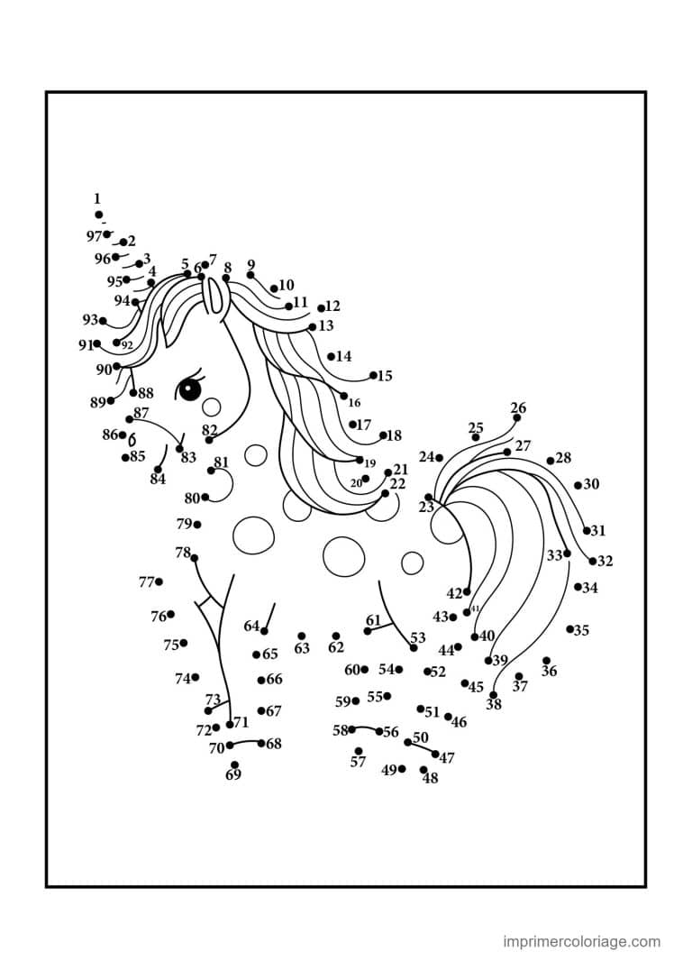 point a relier cm1 1 a 97 licorne a pois - dessin gratuit &agrave; imprimer