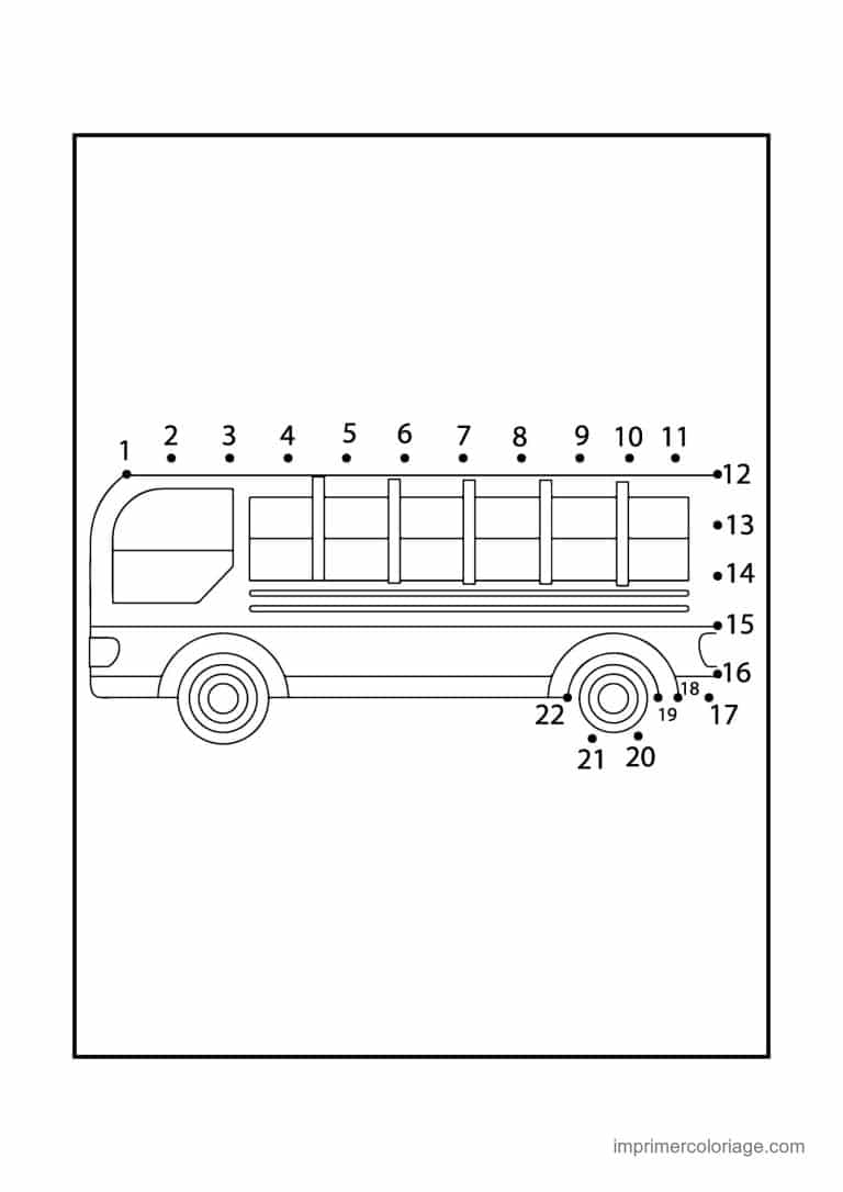 point a relier cp 1 a 22 autobus - dessin gratuit &agrave; imprimer