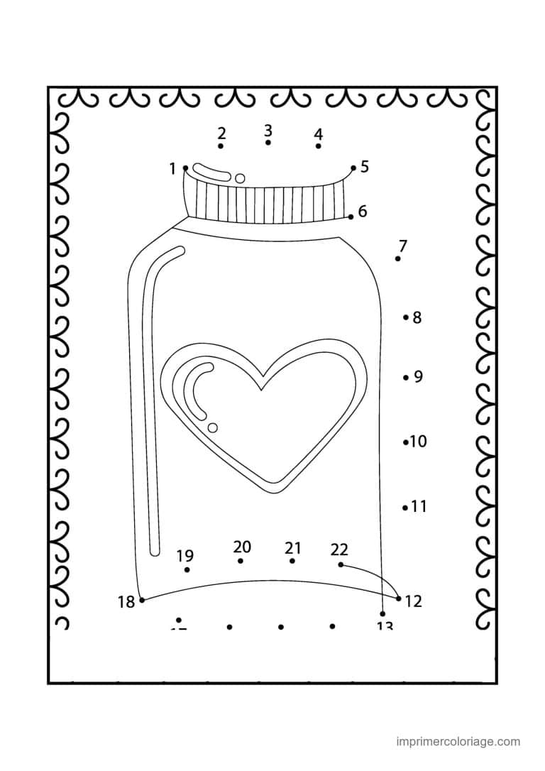 point a relier cp 1 a 22 bocal avec un coeur - dessin gratuit &agrave; imprimer