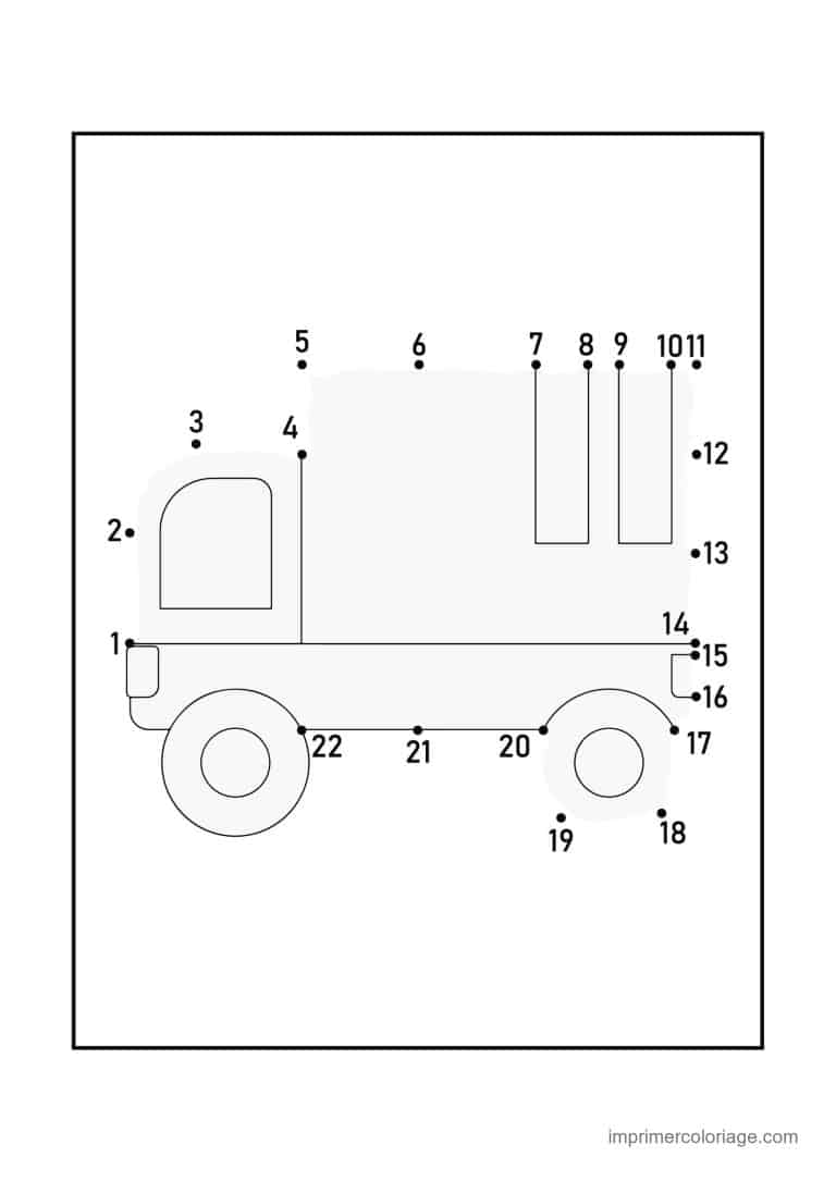 point a relier cp 1 a 22 camion - dessin gratuit &agrave; imprimer