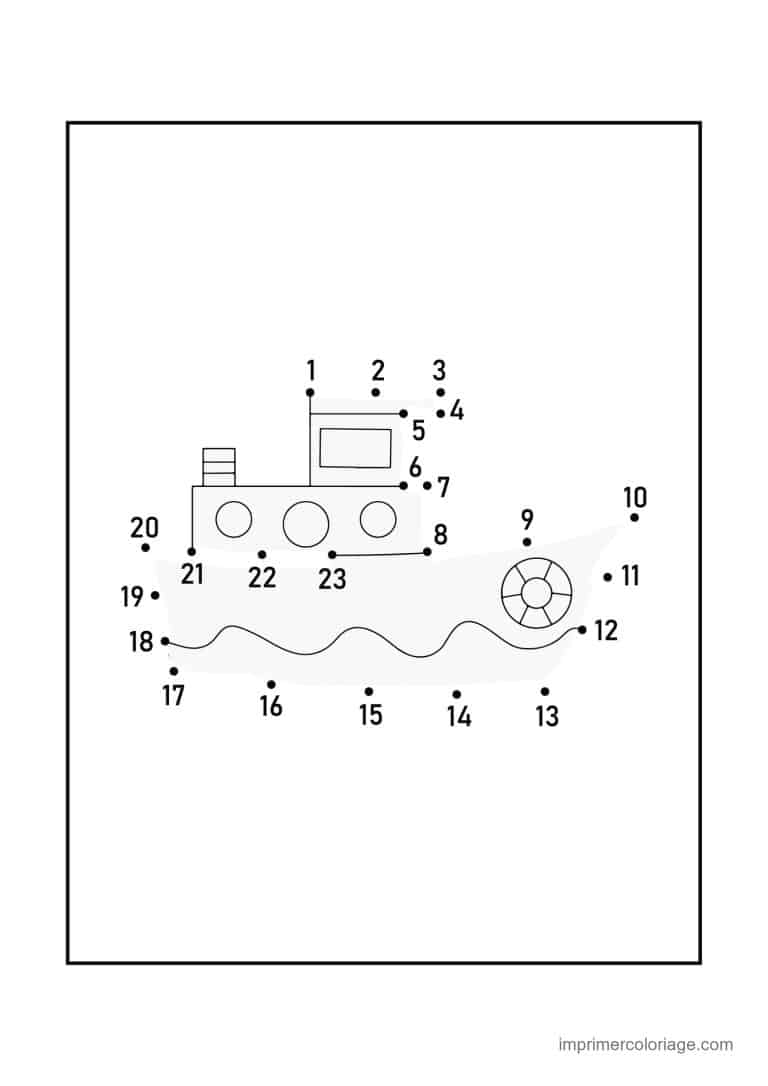 point a relier cp 1 a 23 bateau a vapeur - dessin gratuit &agrave; imprimer
