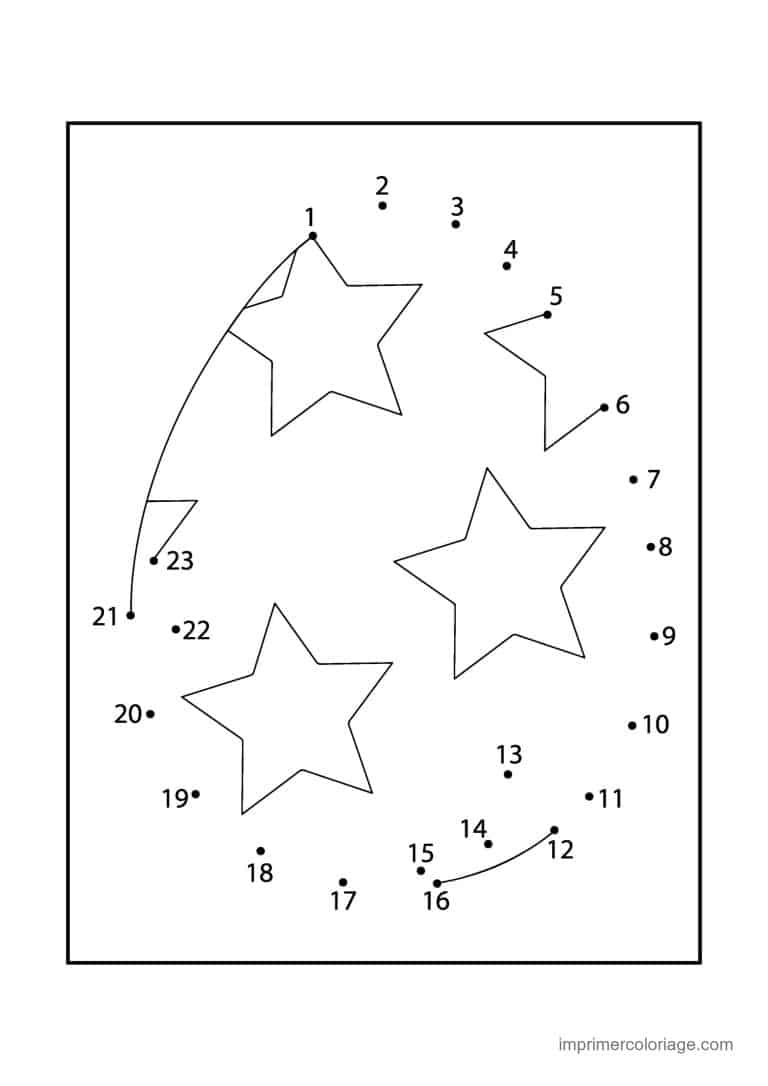 point a relier cp 1 a 23 etoiles filantes - dessin gratuit &agrave; imprimer