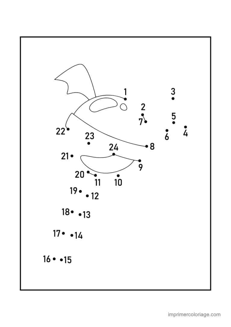 point a relier cp 1 a 24 chapeau de sorciere aile - dessin gratuit &agrave; imprimer