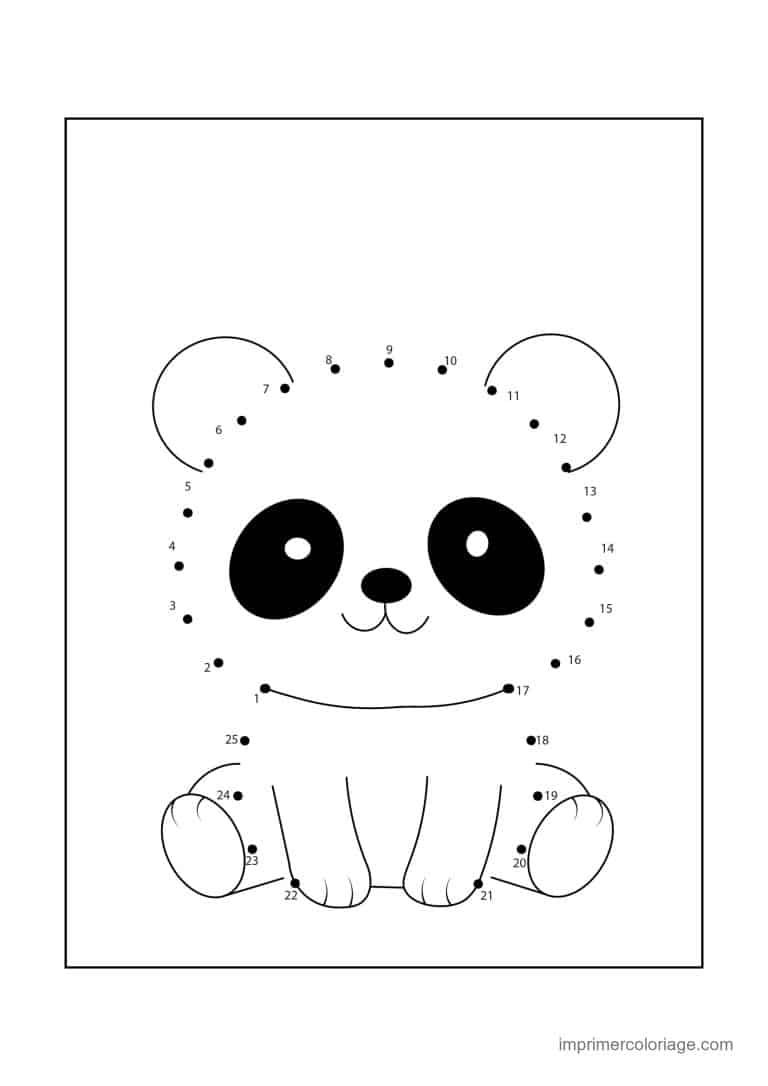 point a relier cp 1 a 25 bebe panda - dessin gratuit &agrave; imprimer