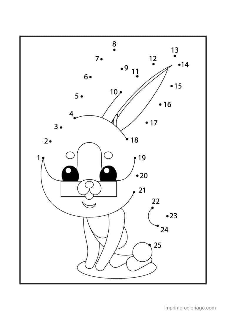 point a relier cp 1 a 25 lapin a lunettes - dessin gratuit &agrave; imprimer
