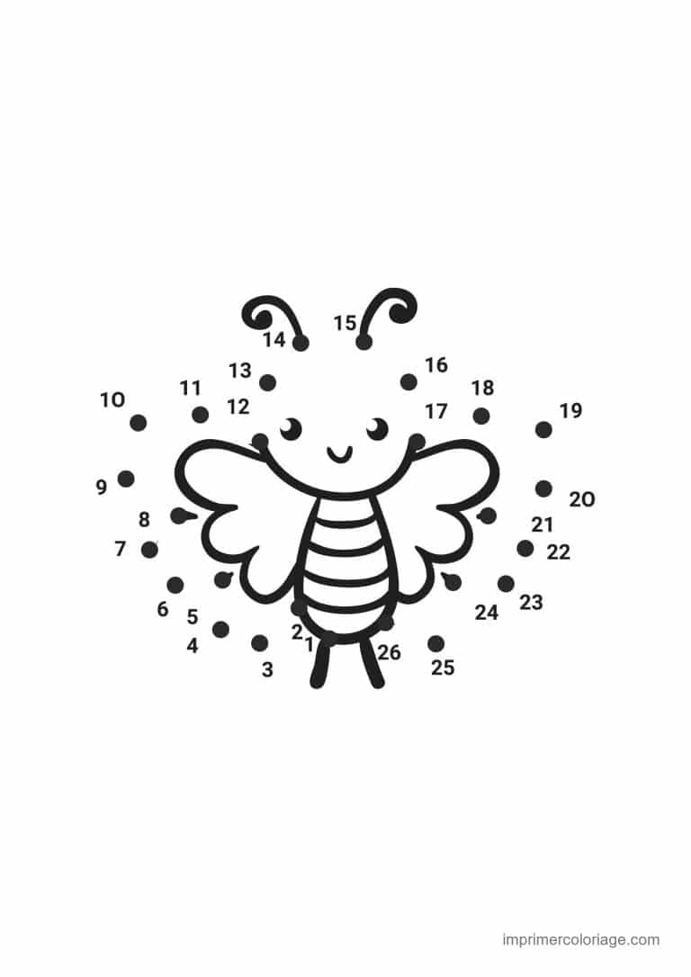 point a relier cp 1 a 26 abeille - dessin gratuit &agrave; imprimer