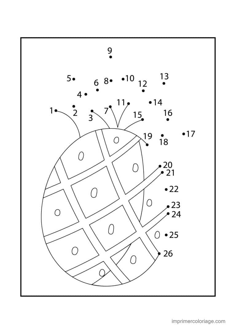 point a relier cp 1 a 26 ananas - dessin gratuit &agrave; imprimer
