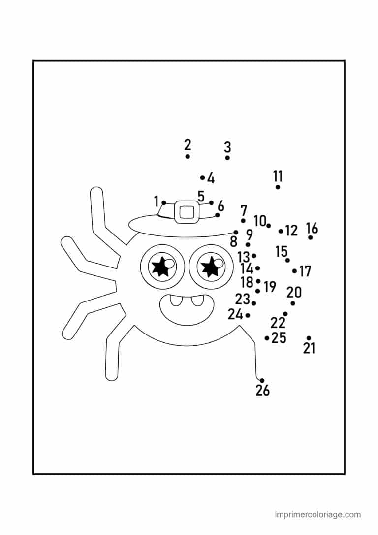 point a relier cp 1 a 26 araignee souriante - dessin gratuit &agrave; imprimer