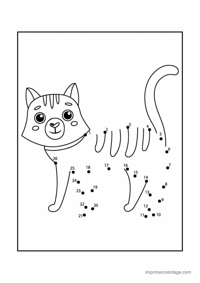 point a relier cp 1 a 26 chat qui marche - dessin gratuit &agrave; imprimer