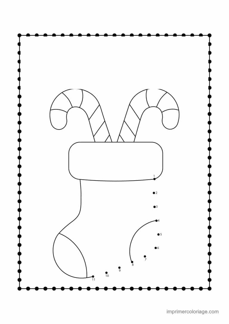 point a relier cp 1 a 27 chaussette avec des cannes a sucre - dessin gratuit &agrave; imprimer