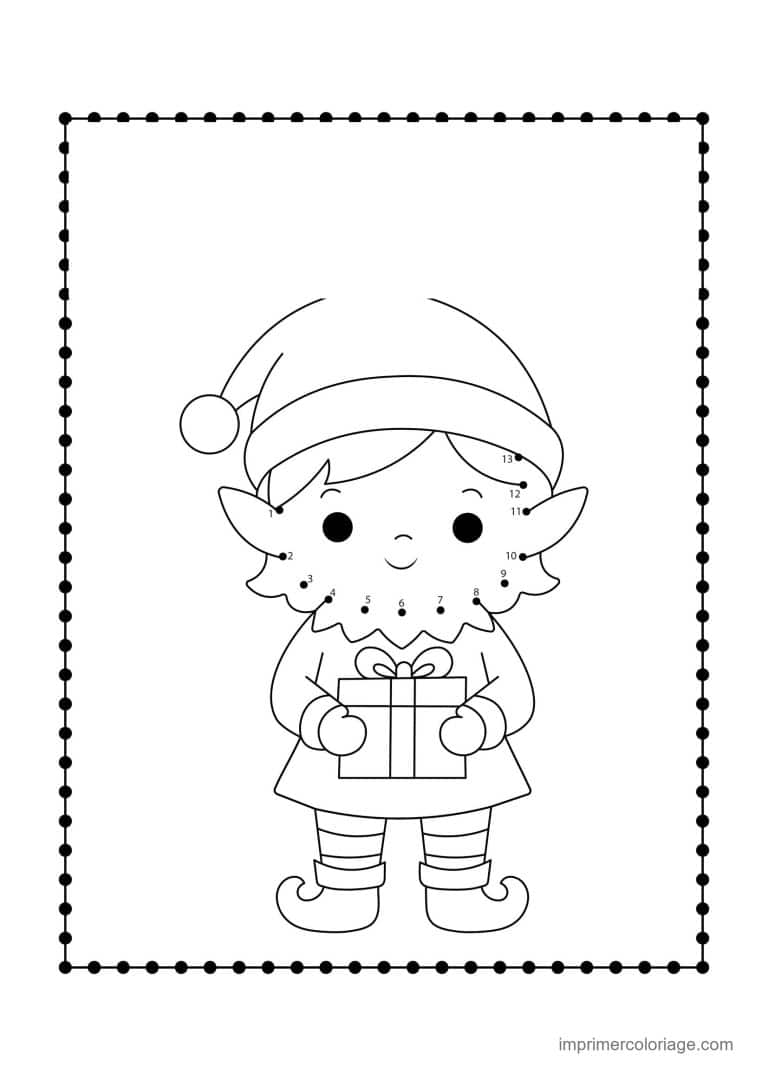 point a relier cp 1 a 27 lutin avec un cadeau - dessin gratuit &agrave; imprimer