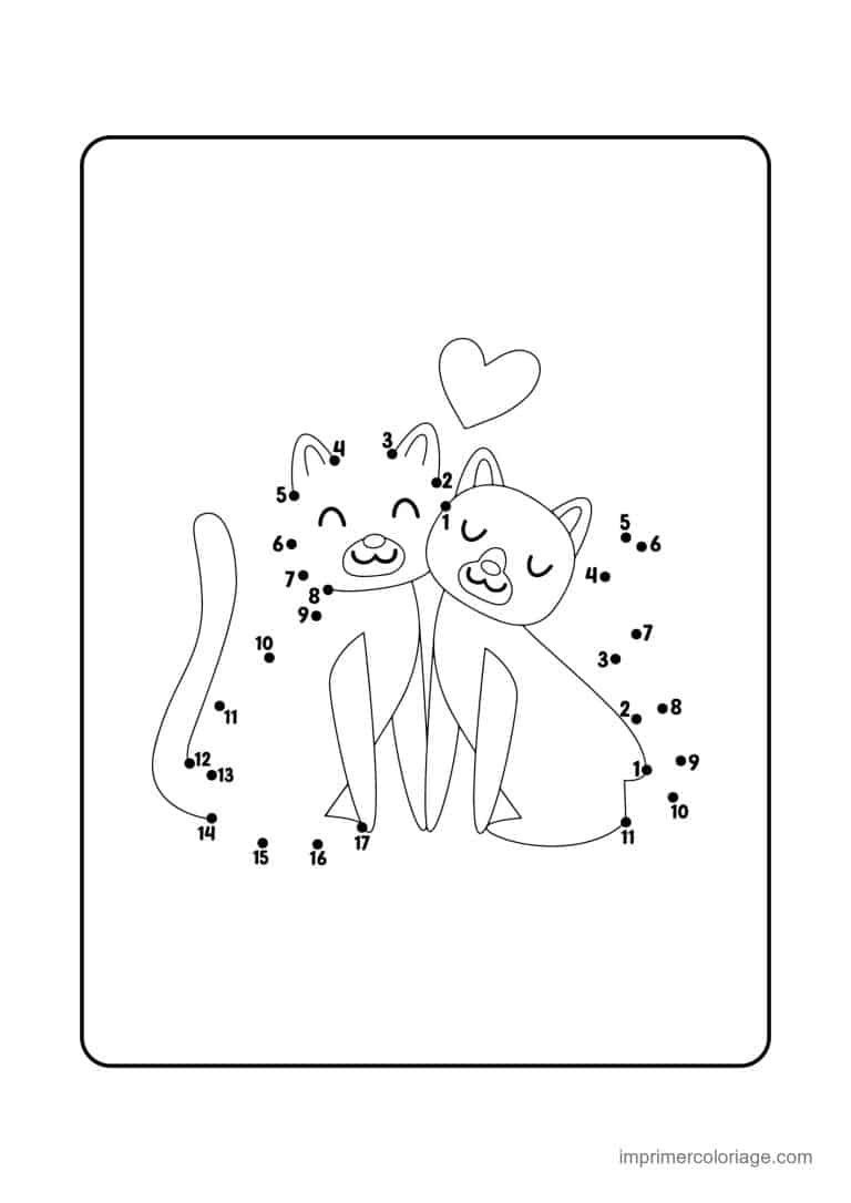 point a relier cp 1 a 28 deux chats amoureux - dessin gratuit &agrave; imprimer
