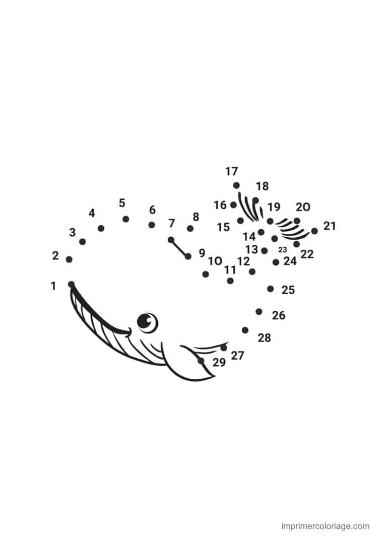 point a relier cp 1 a 29 baleine qui souffle - dessin gratuit &agrave; imprimer