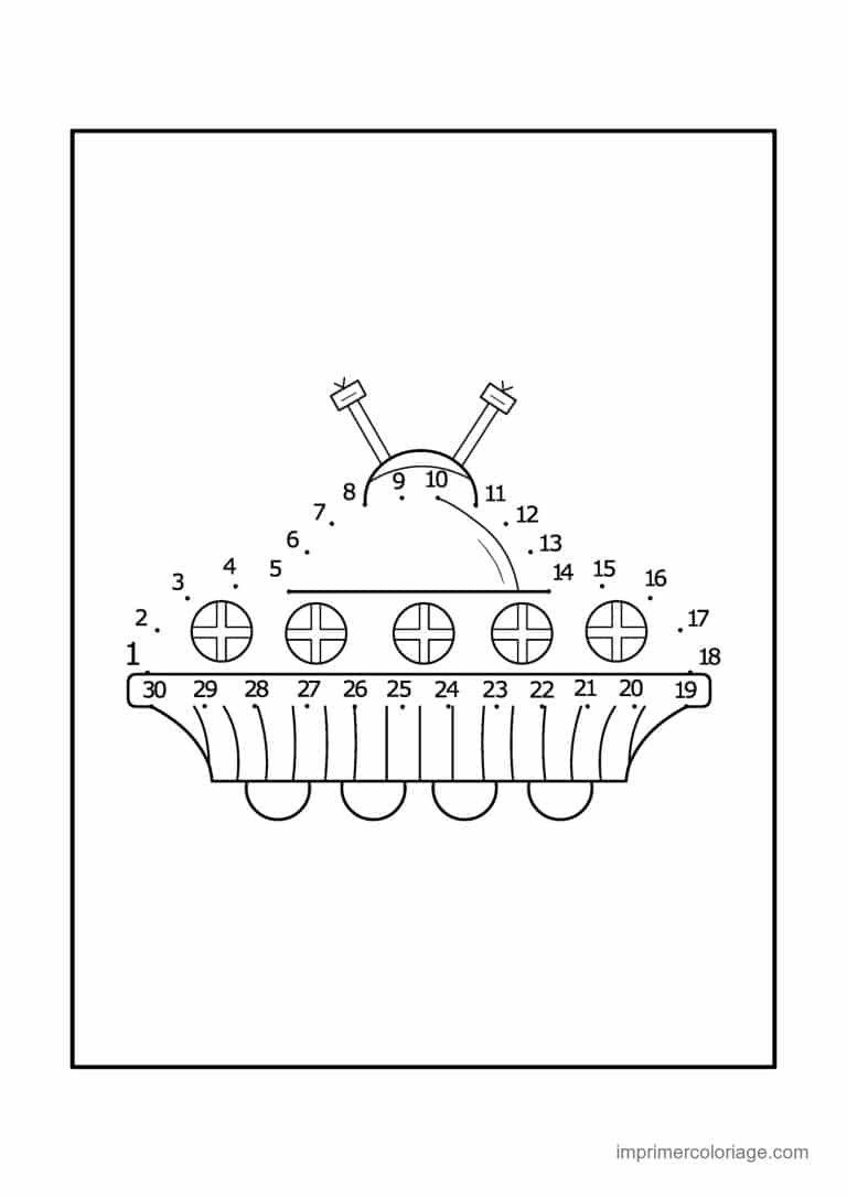 point a relier cp 1 a 29 vaisseau a antennes - dessin gratuit &agrave; imprimer