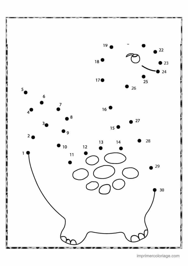 point a relier dinosaure 1 a 30 dinosaure dodu - dessin gratuit &agrave; imprimer