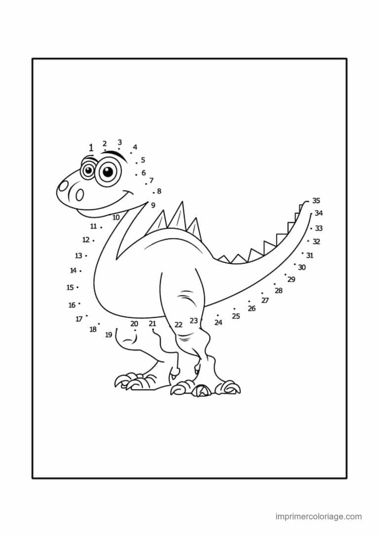 point a relier dinosaure 1 a 35 dinosaure a la queue dentelee - dessin gratuit &agrave; imprimer