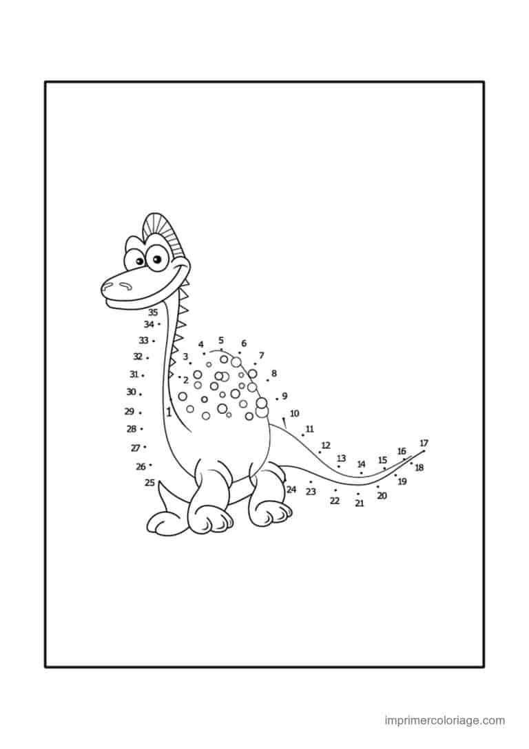 point a relier dinosaure 1 a 35 diplodocus a pois - dessin gratuit &agrave; imprimer