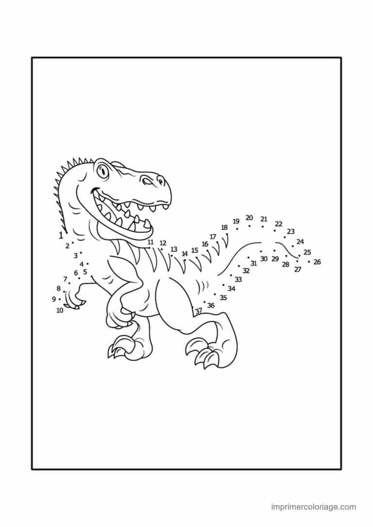 point a relier dinosaure 1 a 36 tyrannosaure - dessin gratuit &agrave; imprimer