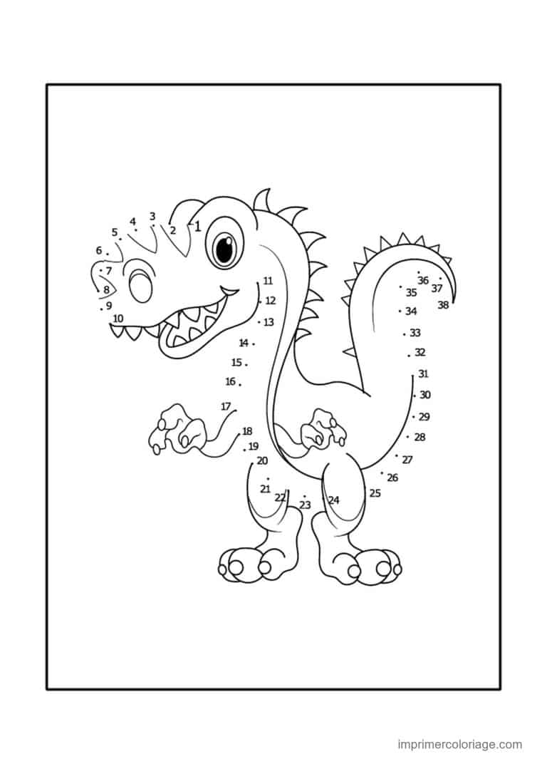 point a relier dinosaure 1 a 38 dinosaure a crete dorsale - dessin gratuit &agrave; imprimer