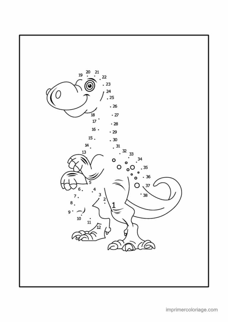 point a relier dinosaure 1 a 38 dinosaure a pois - dessin gratuit &agrave; imprimer