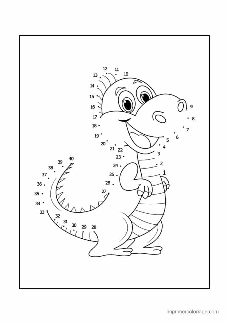 point a relier dinosaure 1 a 40 dinosaure aux grands yeux - dessin gratuit &agrave; imprimer