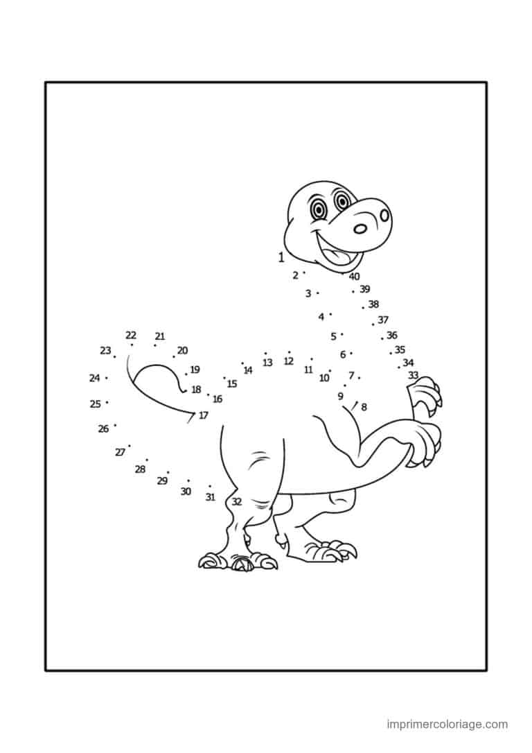 point a relier dinosaure 1 a 40 dinosaure debout - dessin gratuit &agrave; imprimer