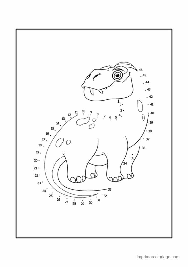point a relier dinosaure 1 a 46 dinosaure assis - dessin gratuit &agrave; imprimer