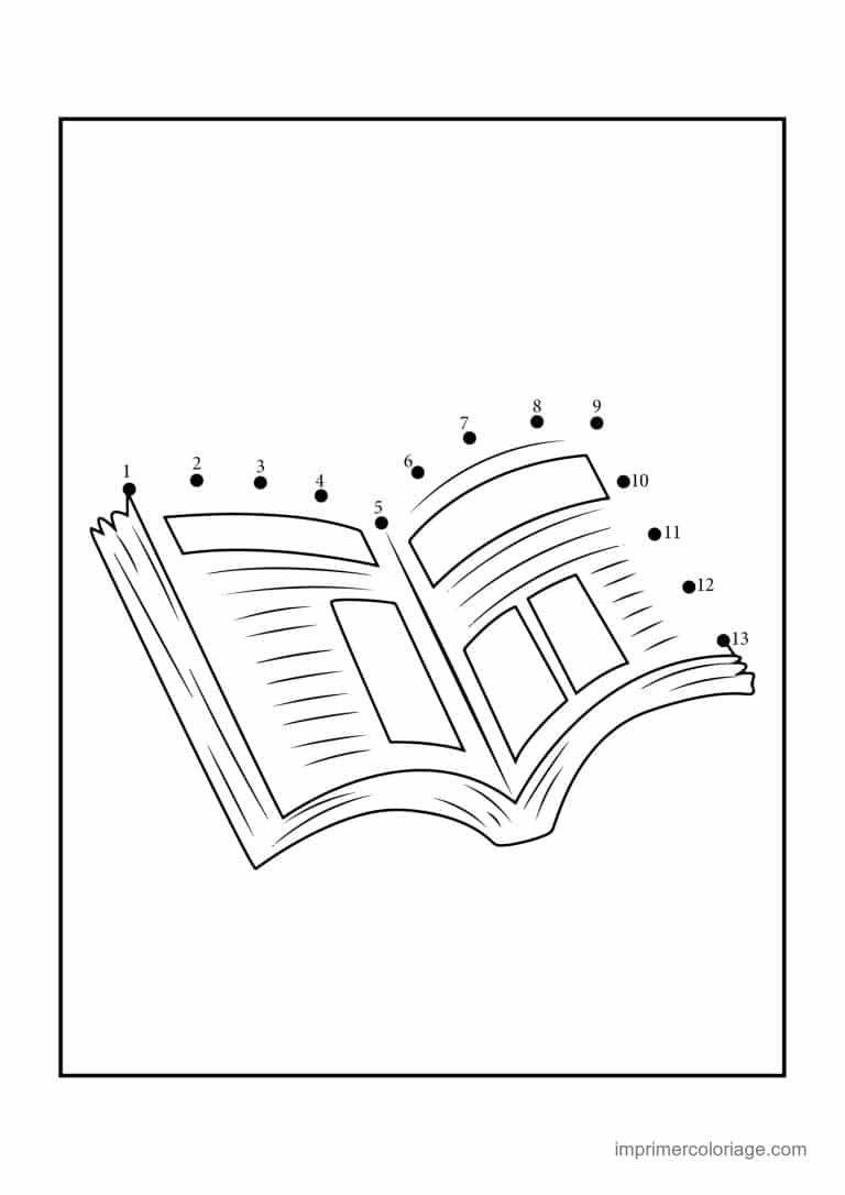 point a relier ecole 1 a 13 livre ouvert - dessin gratuit &agrave; imprimer