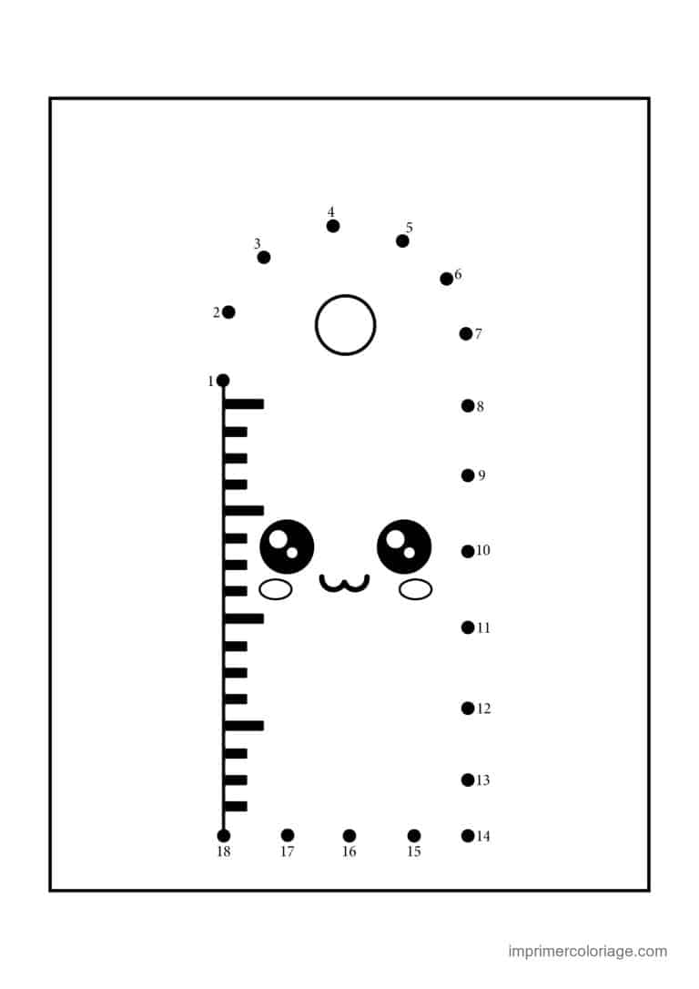 point a relier ecole 1 a 18 regle graduee souriante - dessin gratuit &agrave; imprimer