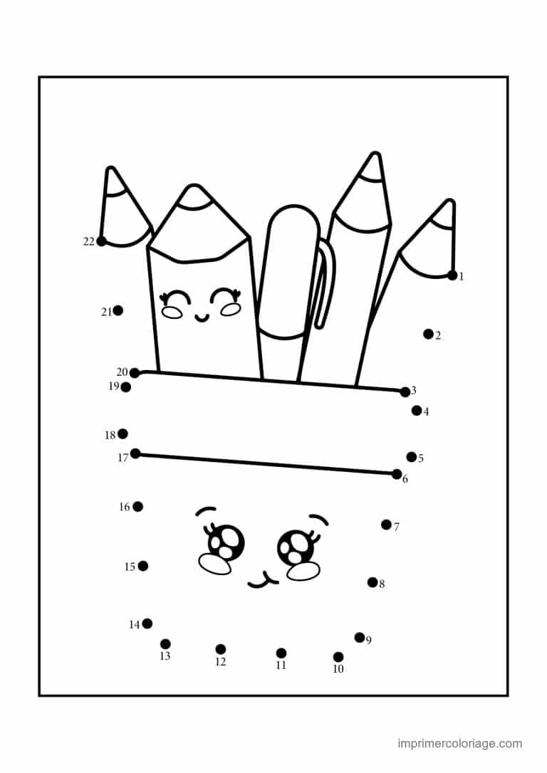 point a relier ecole 1 a 22 pot a crayons souriant - dessin gratuit &agrave; imprimer