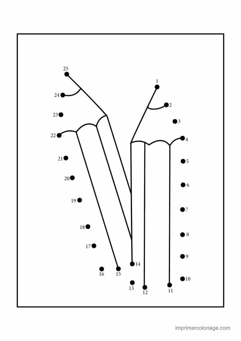 point a relier ecole 1 a 25 crayons de couleur - dessin gratuit &agrave; imprimer