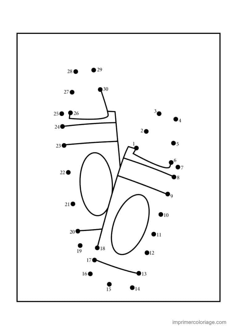 point a relier ecole 1 a 30 lunettes et stylo - dessin gratuit &agrave; imprimer