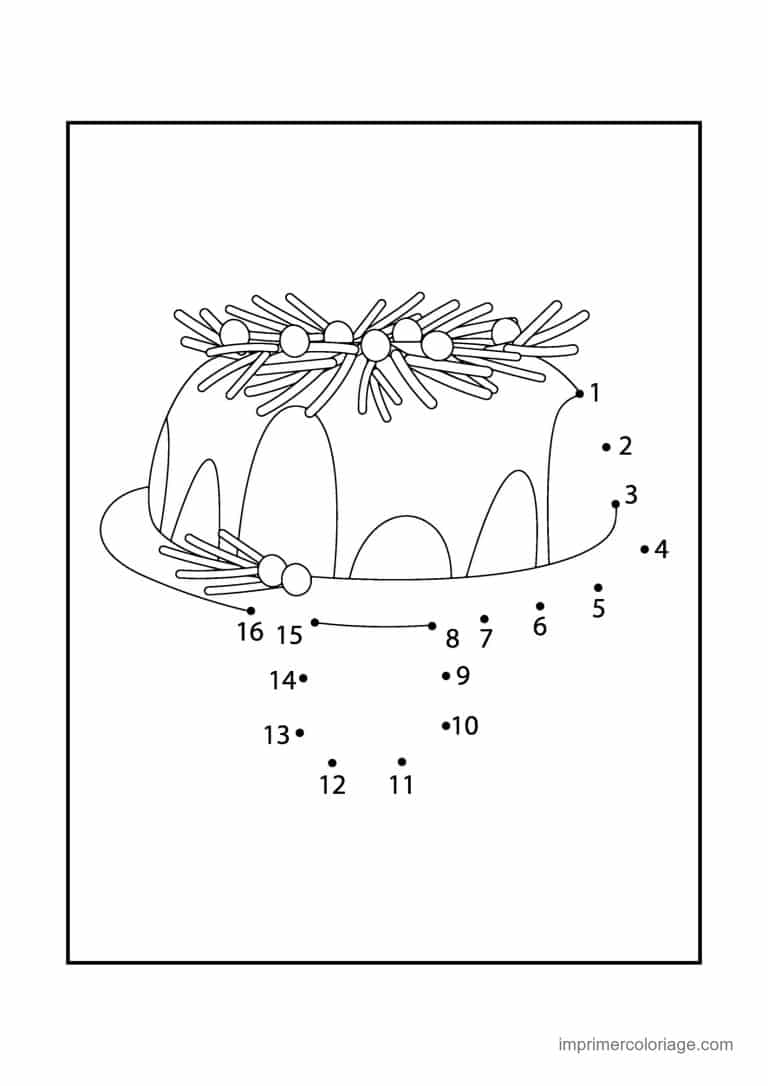 point a relier enfant 1 a 16 gateau de noel - dessin gratuit &agrave; imprimer