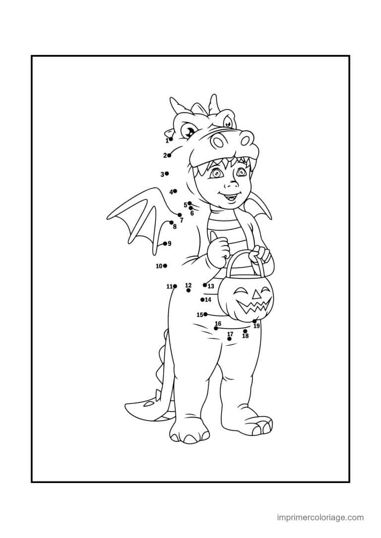 point a relier enfant 1 a 18 enfant en dragon - dessin gratuit &agrave; imprimer