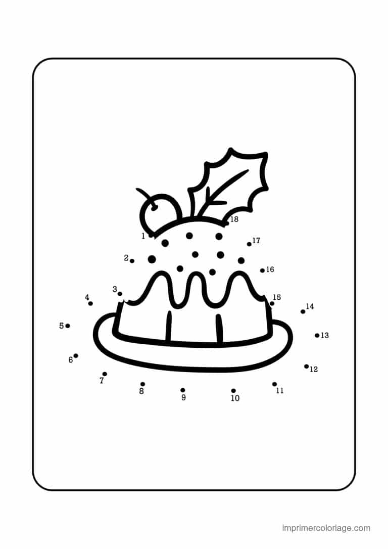 point a relier enfant 1 a 18 pudding de noel - dessin gratuit &agrave; imprimer