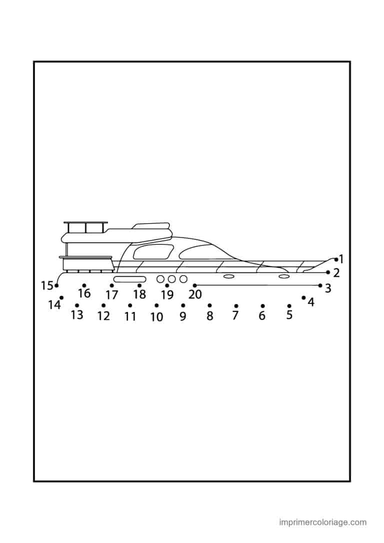 point a relier enfant 1 a 20 bateau rapide - dessin gratuit &agrave; imprimer