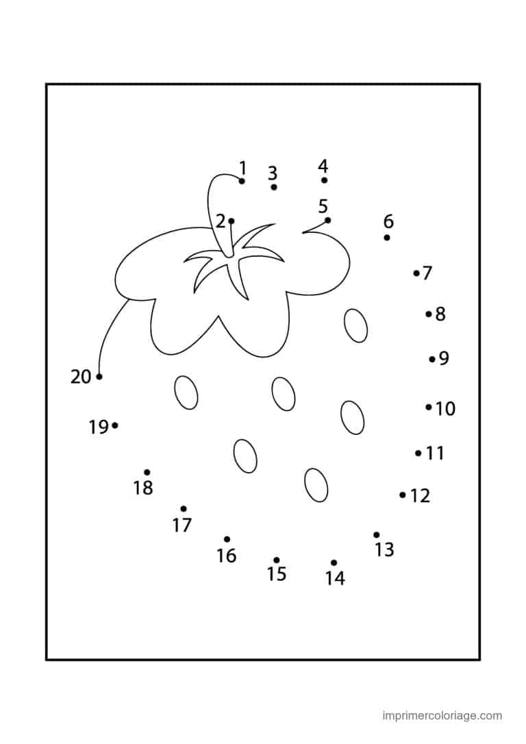 point a relier enfant 1 a 20 fraise - dessin gratuit &agrave; imprimer