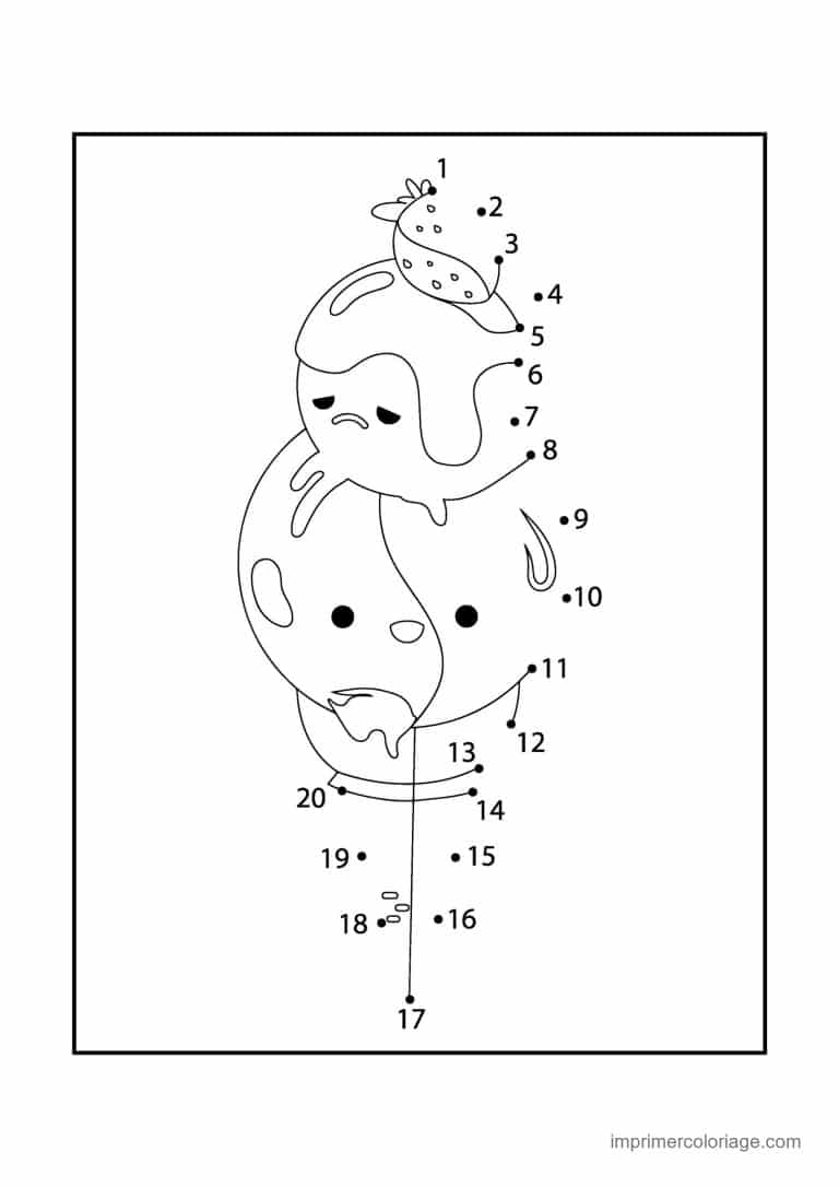 point a relier enfant 1 a 20 glace qui fond triste - dessin gratuit &agrave; imprimer
